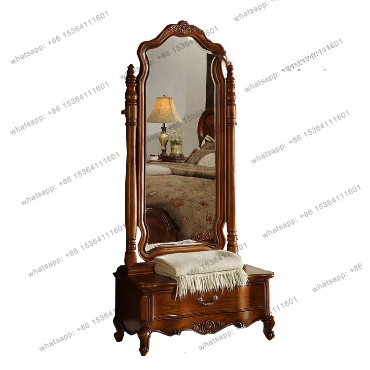 

dressing fitting mirror European solid wood floor-to-ceiling full-body mirror bedroom changing clothes wall mirror household
