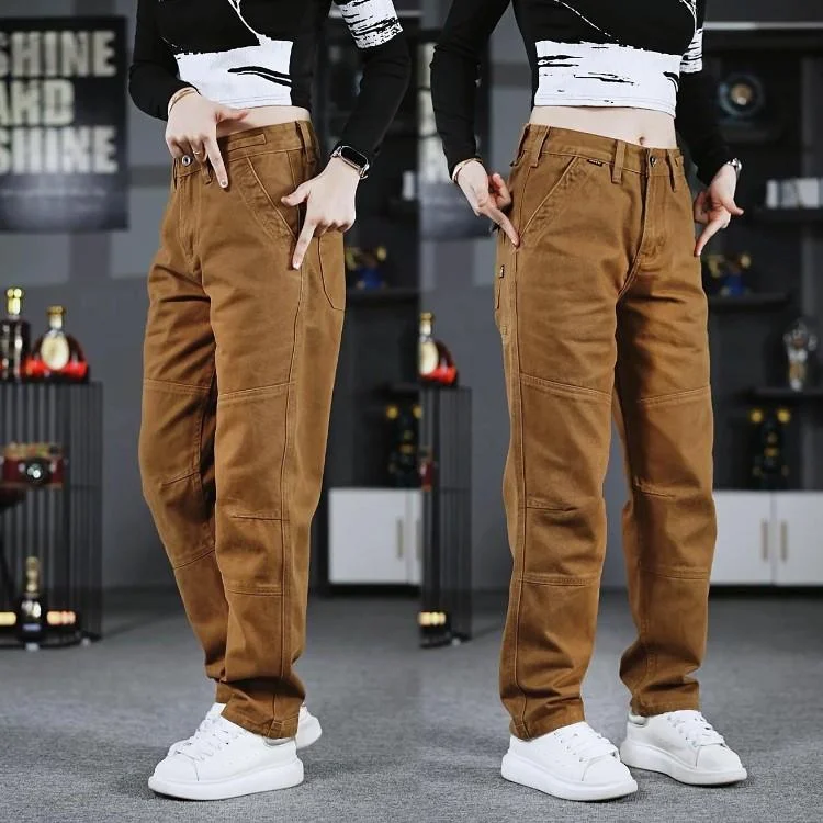 

Новые мужские повседневные хлопковые брюки 2026 года: свободные, прямые, в американском стиле, модные, длинные, удобные, для отдыха