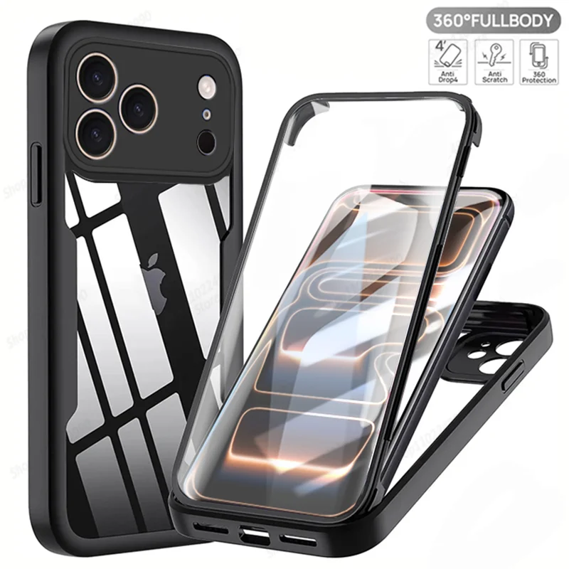 360 capa completa para iphone 17 pro max ar capa para iphone 16 pro max 14 15 plus 13 12 11 x xr proteção de tela capa do telefone