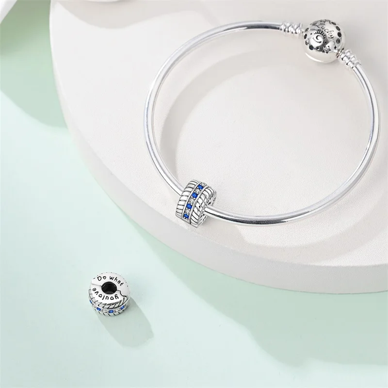 

New 925 Sterling Silver Blue Woven Safety Buckle Charms Beads For Women Fit Original Bracelet DIY Birthday Party Jewelry Gifts
