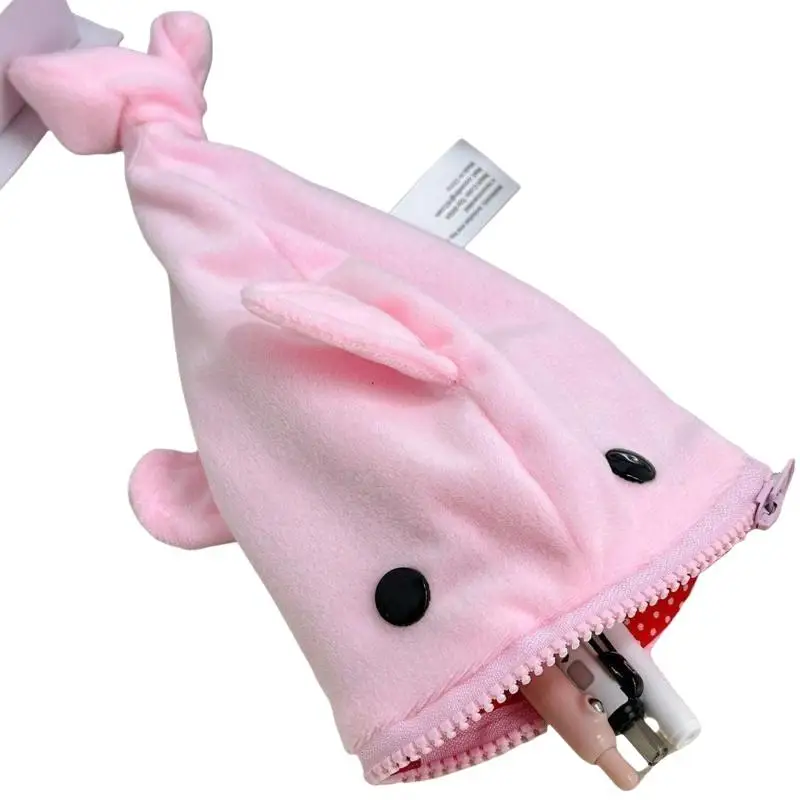 Cute Cartoon Shark Plush Pencil Case Lovely Animal Pen Bag Large Capacity Stationery Storage Pouch For Student School Supplies