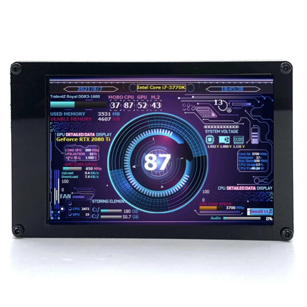 

3.5 Inch IPS USB Monitor CPU GPU RAM HDD DIY Secondary Display Portable Computer Accessories 328x480 360 Degree Rotating for ITX