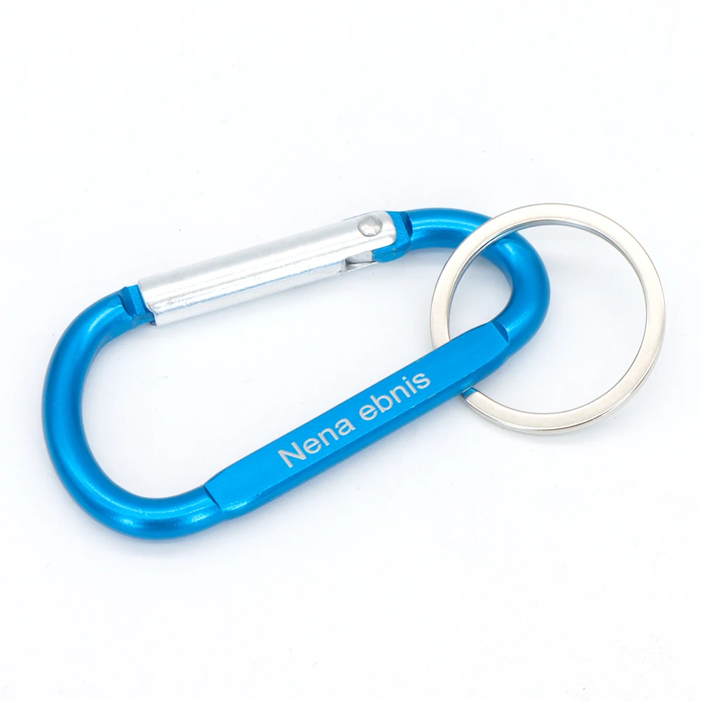 

Lot 100pcs Small Carabiners Keychain Ring Mini Caribeaner Clips Logo Custom Promotion Gift Snap Hook D Shape Ring Personalized