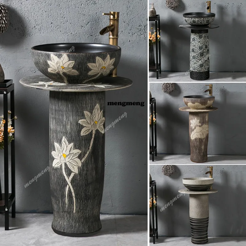 

Колонна встроенная напольная раковина в стиле ретро, керамическая колонна, уличная раковина