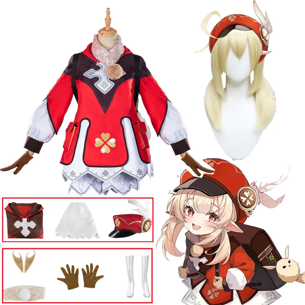 

Anime Game Genshin Impact Klee Spark Knight Cute Uniform Playfulness Outfit Dress Cosplay Costume Halloween Free Shipping 2022