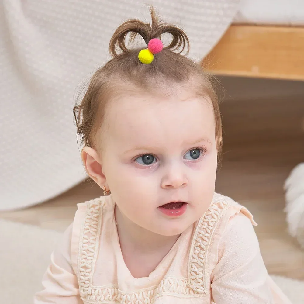 Gomas elásticas para el pelo para niña y bebé, gomas para el pelo con bola de felpa, lazos para el pelo, accesorios para el cabello para bebé, 20