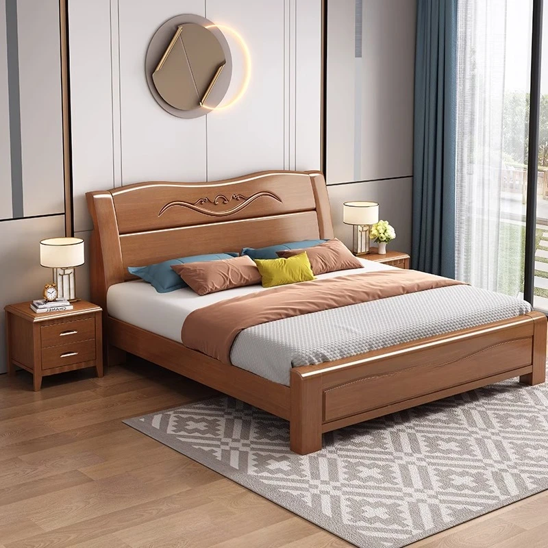 Solid wood bed 1.8 meters 1.5 meters 1.2 meters double bed High Quality