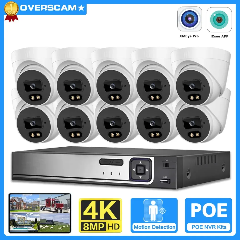 

4K PoE NVR Video Surveillance Cameras System 8CH Expand 10CH NVR Kit 2-Way Audio Out/Indoor 8MP 4K IP Camera CCTV Security Set