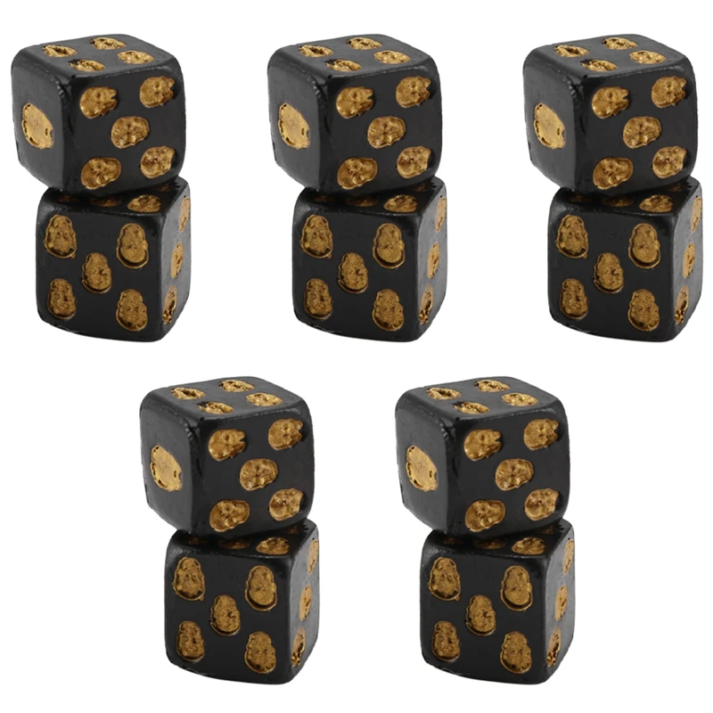 T31C-Skull Dice 6-Sided Bone Unique Gift Gamer For Role Playing Board Game For Halloween,10Pcs