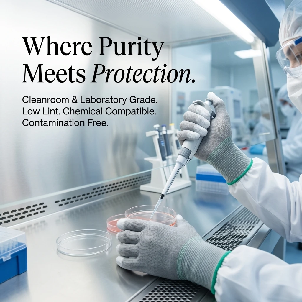 ESD Work Gloves for Cleanroom, PU Coated Non-Shedding Anti Static Safe Gloves for Laboratory, Pharmaceutical, Optical Industry