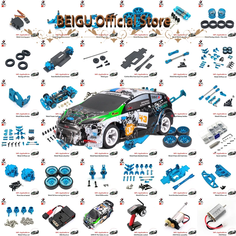 WLtoys RC Car K989 Original Spare Parts Mosquito Car 1:28 PVC Car Shell  Lampshade Differential Receiver Motor Gear Tire Set