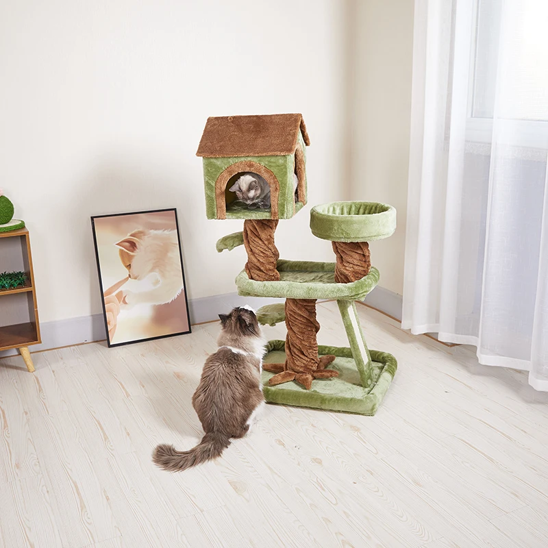 

New Style Cat Climbing Frame Sisal Toy Scratching Board Wooden Cat House Cat Tree Jumping Platform
