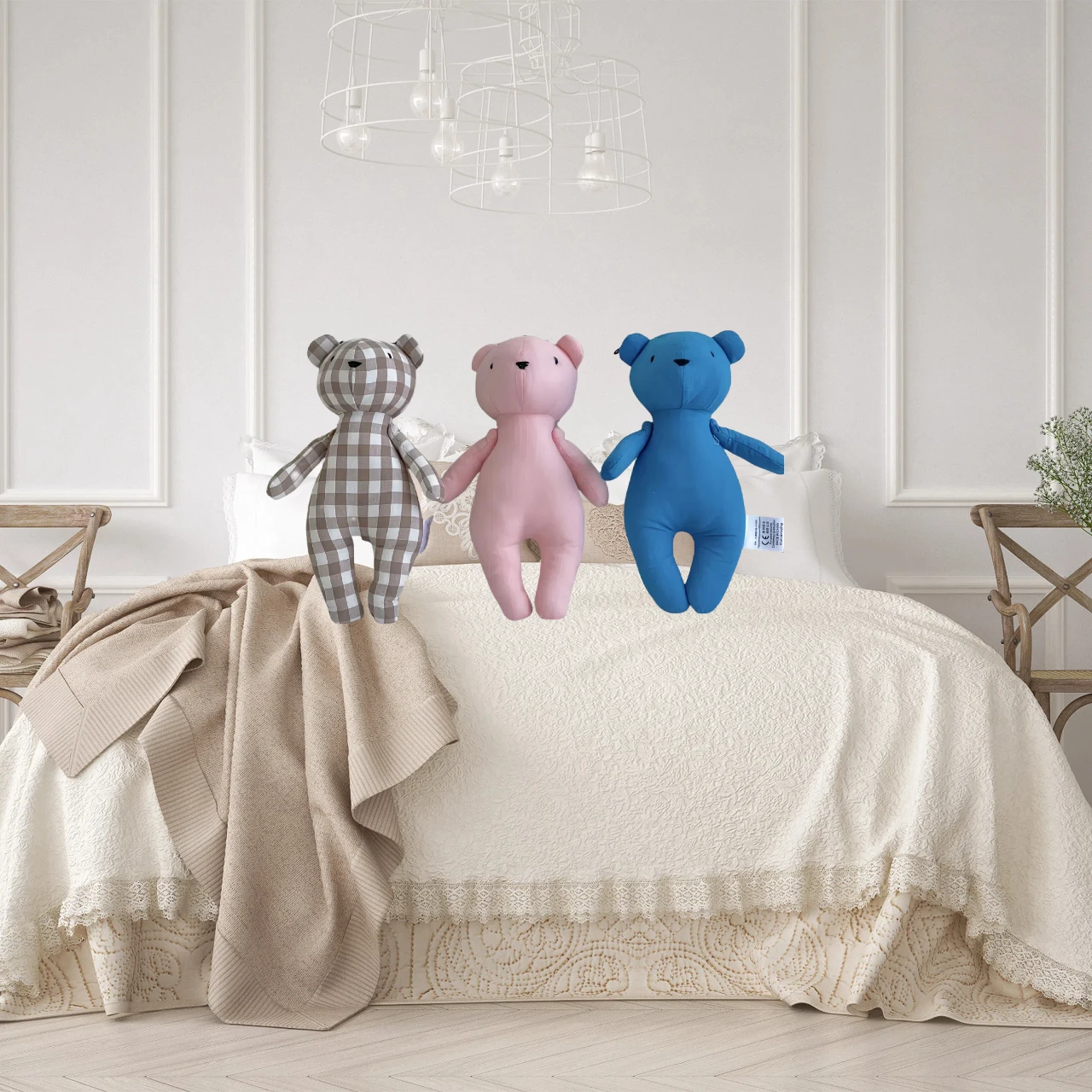 なだめる人形生地のおもちゃベビールームの装飾写真撮影の小道具市松テディベア子供イン北欧スタイル