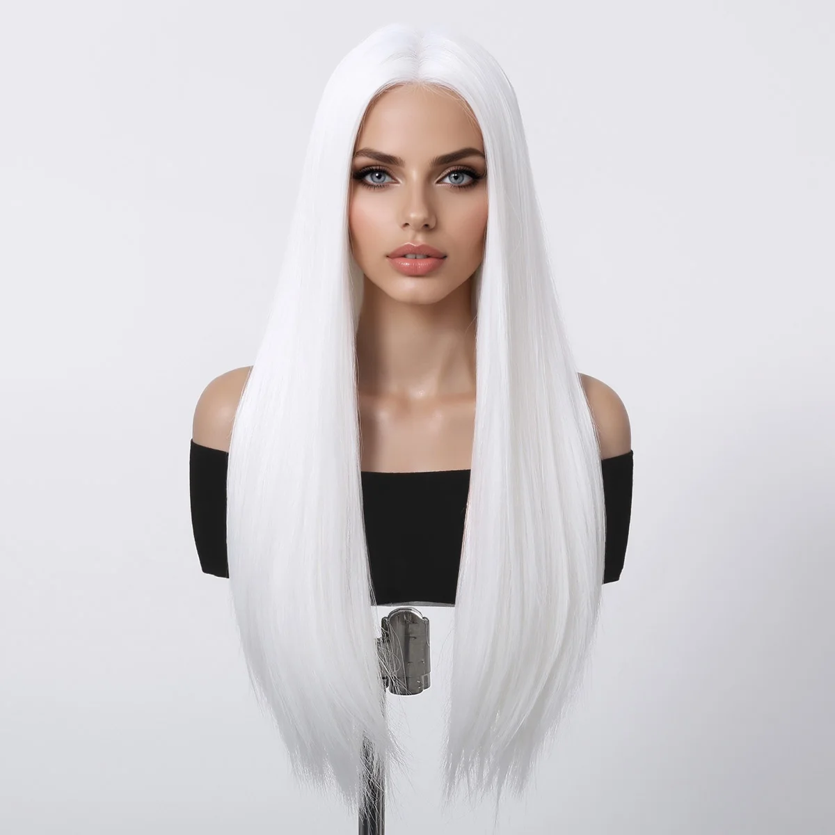 Allbell Magique Middle Part Synthetic Wig Natural Looking Party Cosplay Wigs For Women Long Straight White Wigs High Temperature