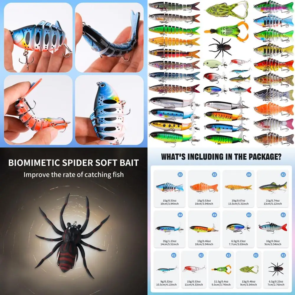 مجموعة طعوم صيد السمك الاصطناعية المختلطة بما في ذلك زعانف الغوص الأمامية وسطح البلمة بوبر كرنك الطعوم قلم رصاص VIB مع خطاف ولو الناعم #1