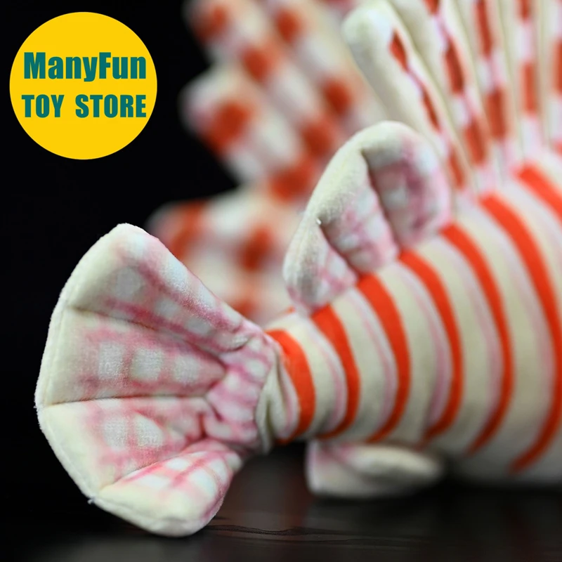 Realistic Lionfish High Fidelity Devil Firefish Plushie Lifelike Turkeyfish Plush Toy Zebrafish Stuffed Animal Doll Toy Gift