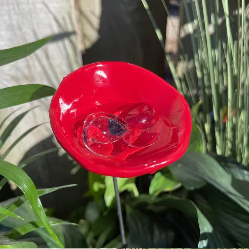 Colorful Flower Stakes Bees Drinking Water Cup Station Butterfly Mixer Hummingbird Water Source Stake Outdoor Garden Home Decor
