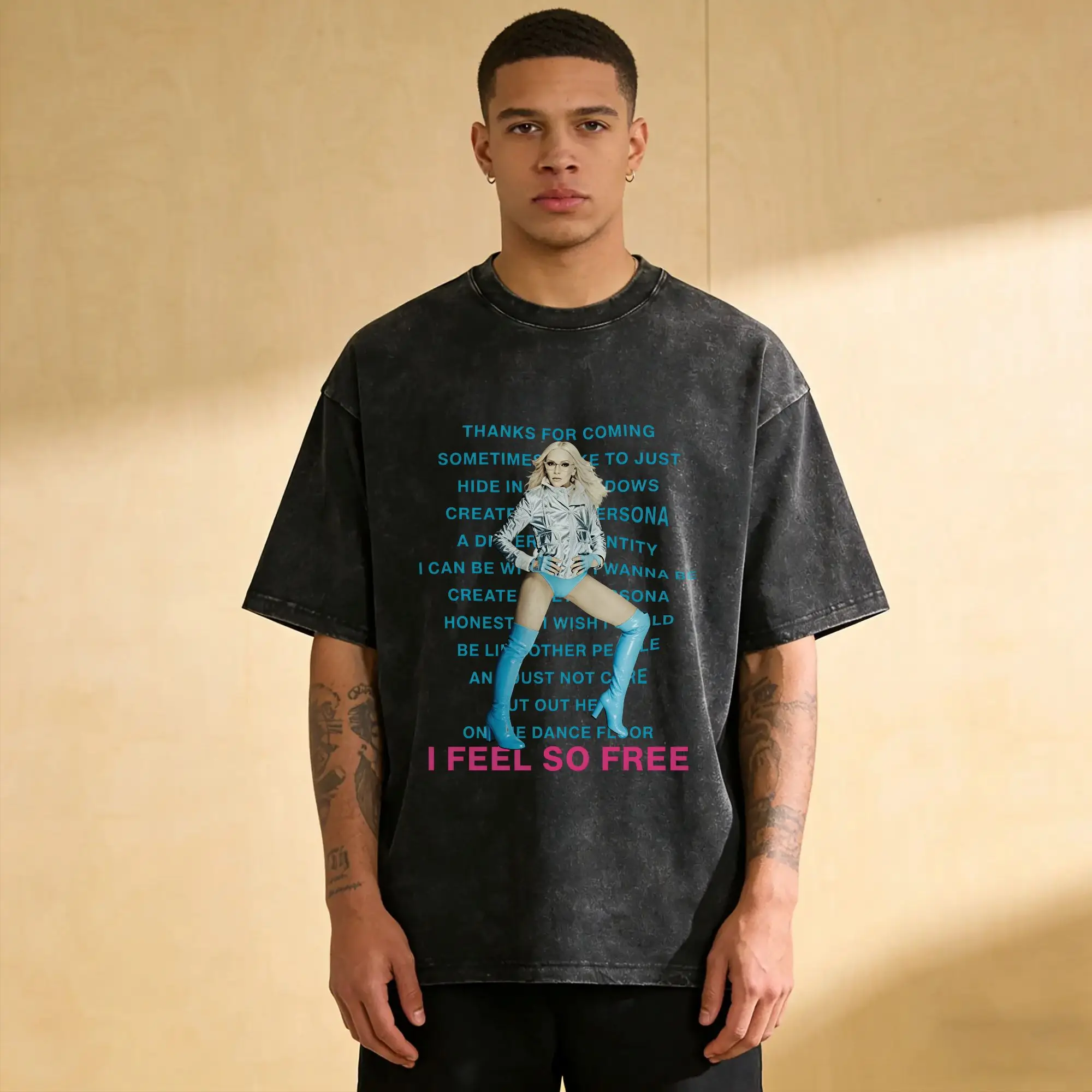 Mens T-Shirt Madonnas CONFESSIONS II Album Tour 2026 Washed T-Shirts Popular  Beach Aesthetic Simple Cotton Clothes Plus Size