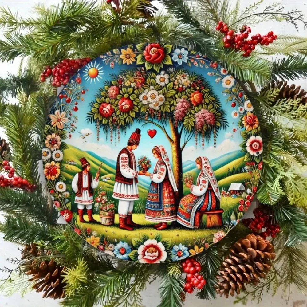 Brand Cultural Art Romanian Folklore Decorative Painting 2D Flat Art for Wall Decor Home Festival
