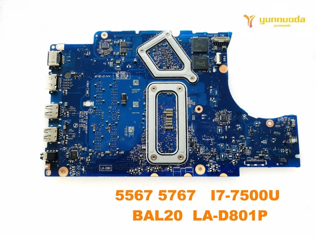 Original for DELL  5567 laptop  motherboard 5567 5767   I7-7500U  BAL20  LA-D801P tested good free shipping