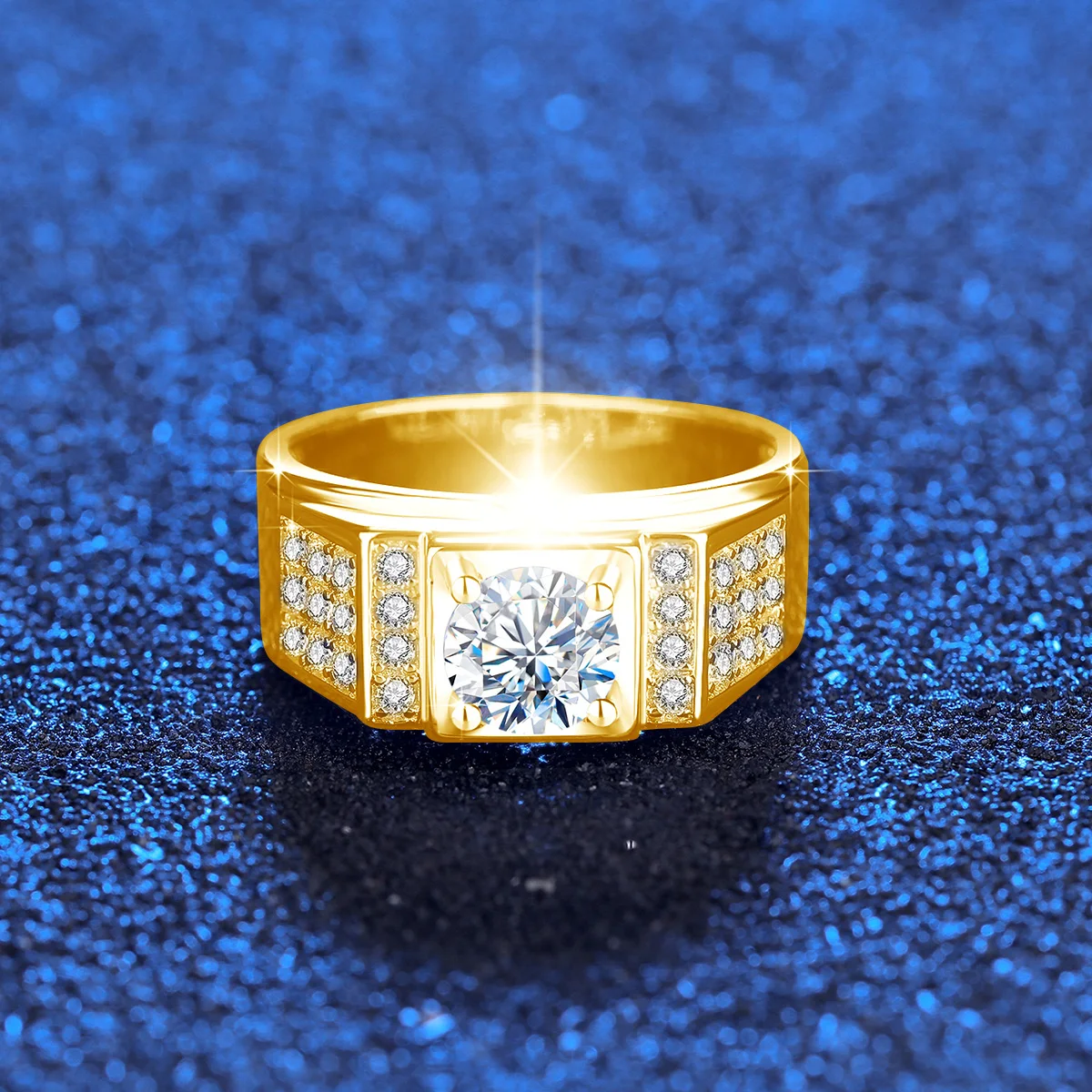 Neu: Runder 6,5mm 1ct Moissanit-Ring für Herren mit Zertifikat, Original, besteht den Diamanttest, 925 Sterling Silber, Hochzeitsschmuck, Trend – Detail 2