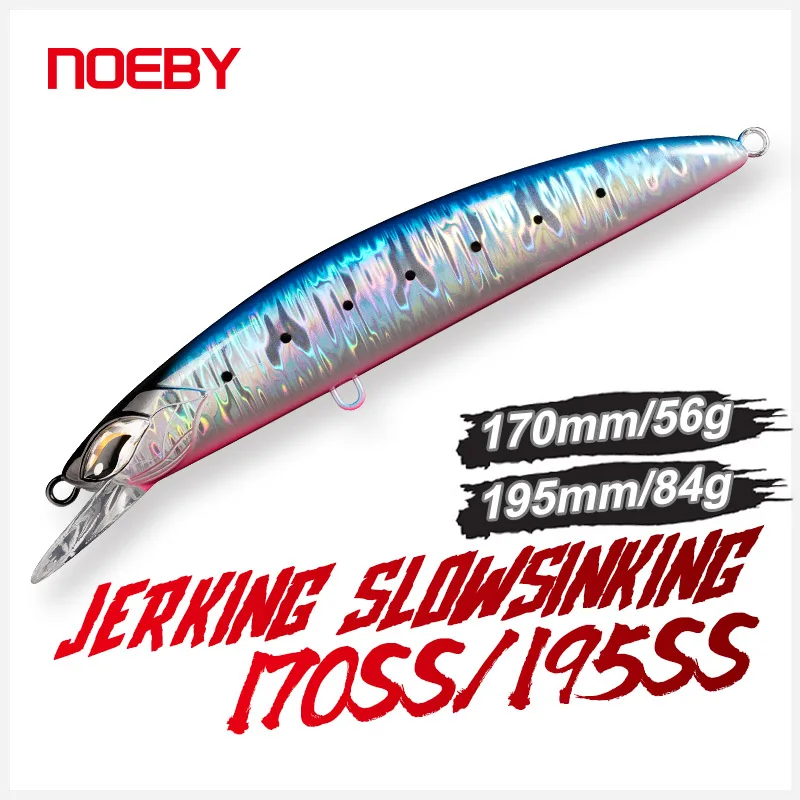 Noeby Slow Sinking Minnow Bait 170mm/56g 195mm/84g Jerking Fishing Lure Artificial Hard Bait for Tuna Sea Tackle Fishing Lures