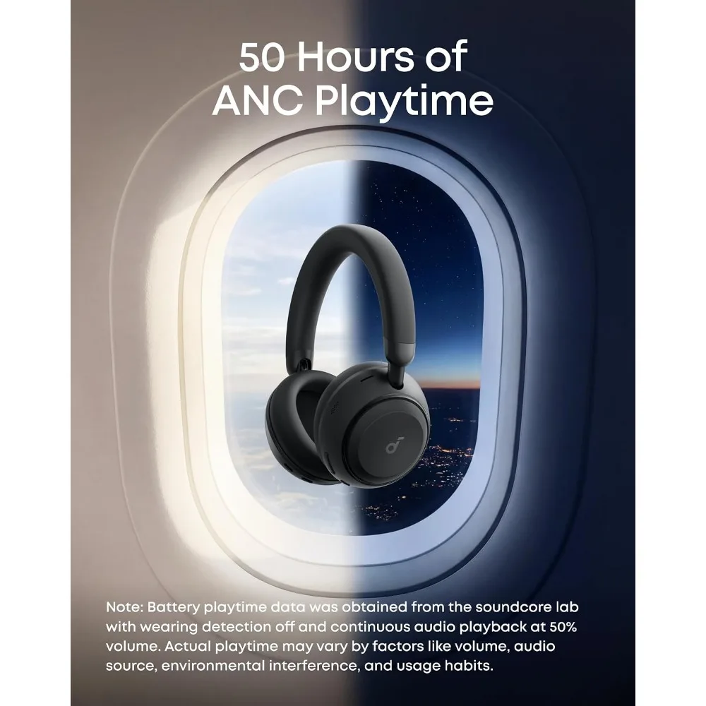 Bluetooth 6.1 Over-Ear Headphones with ANC, 50H Battery, Hi-Res Audio, Dual Connection, Fast Charging view 5