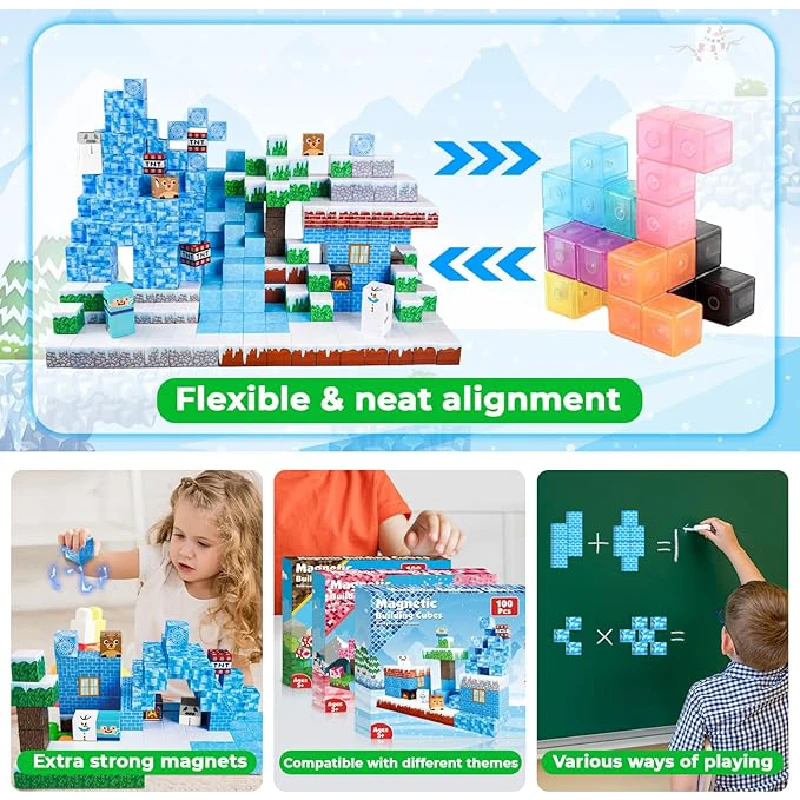 Neue kreative magnetische Bausteine Lce World Magnet Cube architektonische DIY Modell Kinder Spielzeug Weihnachtsgeschenke für Jungen Mädchen