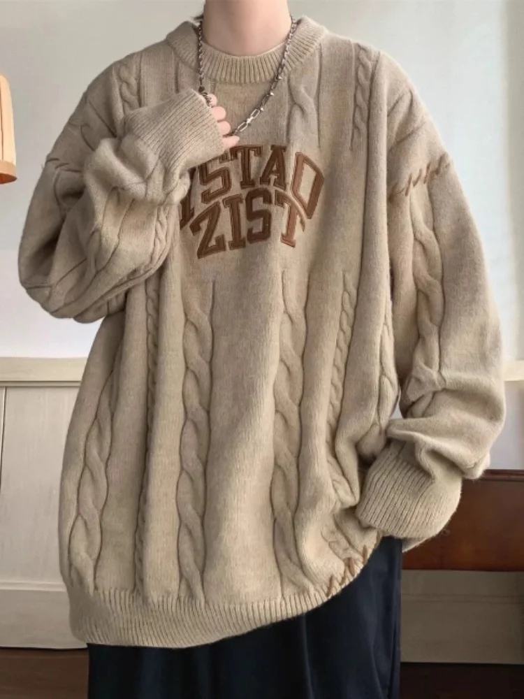 Men's Sweater 2025 Autumn Winter Thickened Knitting Sweater Outerwear Retro Japanese Lazy Vibe Trendy Sweater