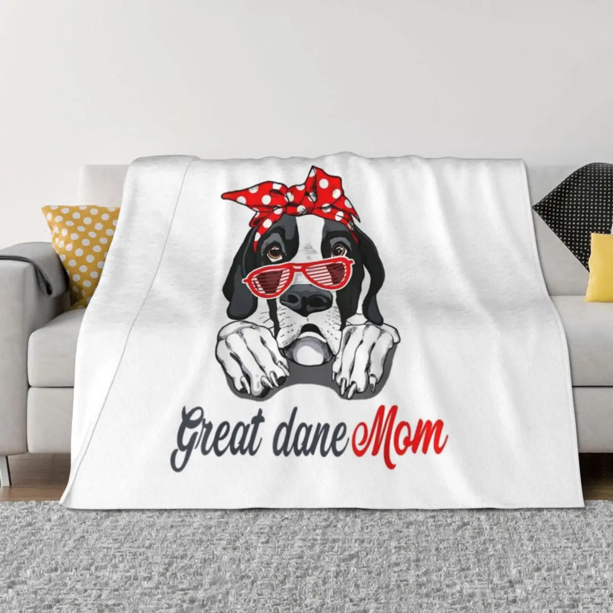 

Great Dane Mom Great Dane Dog Throw Blanket Bed linens For Baby Soft Plaid Retros Blankets