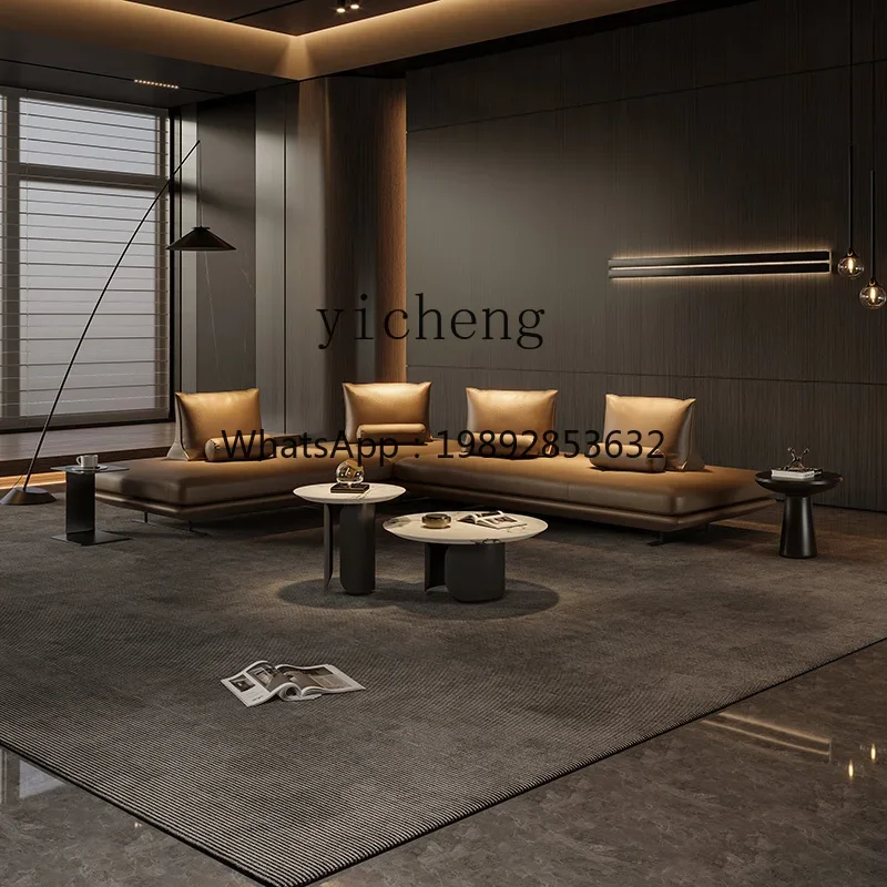 H9- Medieval double-sided modular sofa living room Italian minimalist high-end villa designer Prado coffee leather