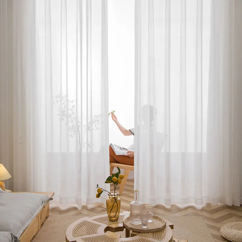 Hochwertige super weiche elegante cremeweiße Tüll vorhänge für Wohnzimmer Dekor beige Fenster schiere Voile modernen Schlafzimmer Chiffon – Detail 26