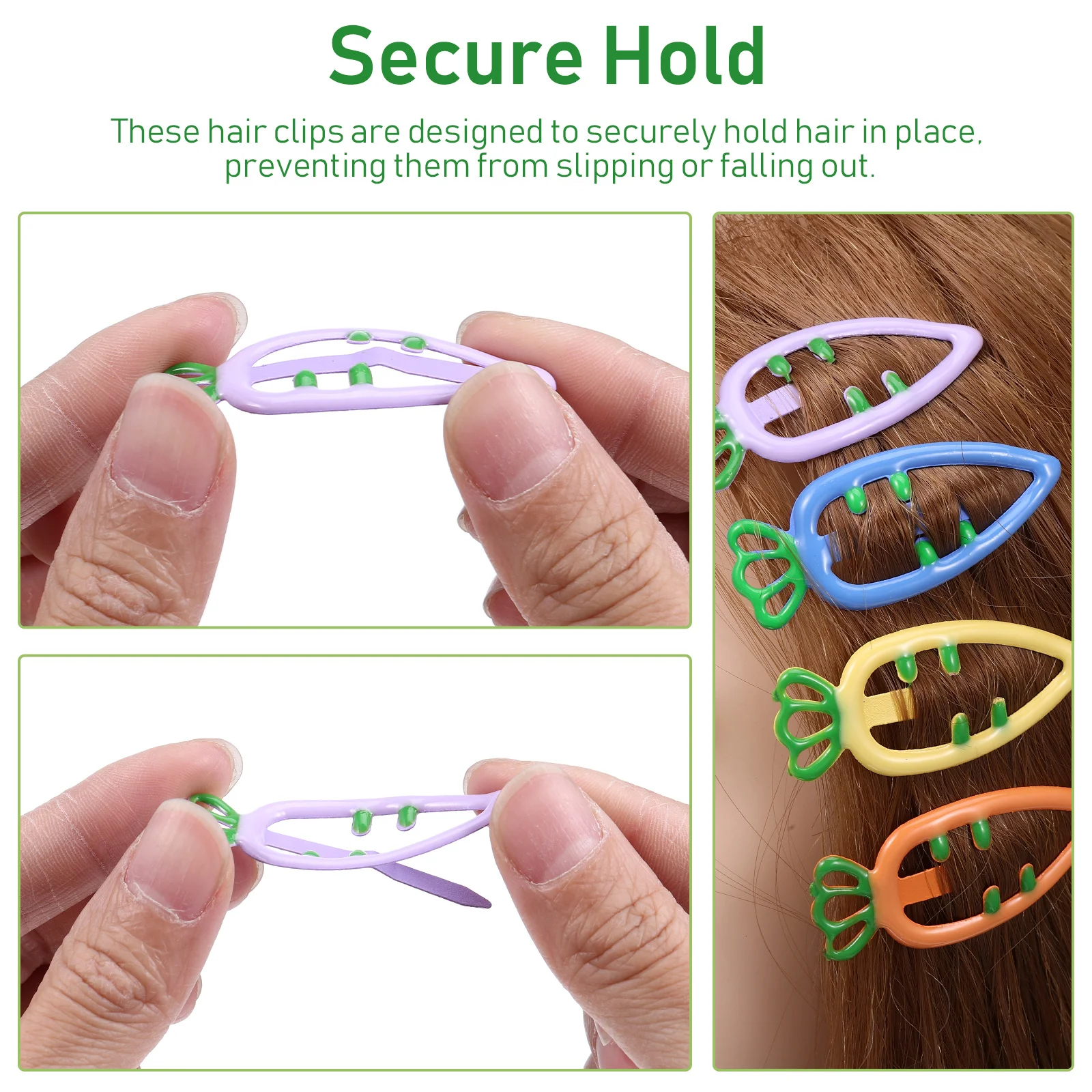 21 fermagli per capelli a forma di carota, mollette con design a frutta carina per ragazze, fermagli per capelli per bambini alla moda color caramello con forte impugnatura