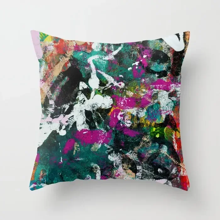 Colorful Graffiti Theme Double-sided Printed pillow cover Short plush Suitable living rooms bedrooms sofas throw cushion cover