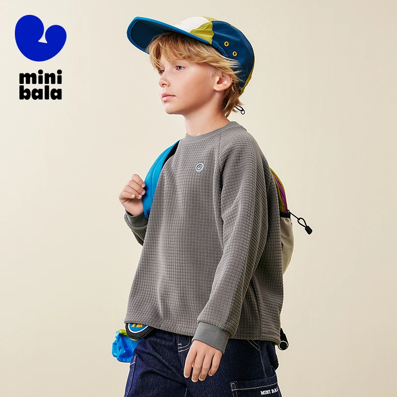 

Mini Bala Sweatshirt Kids 2025 Winter Warm Fleece-Lined Pullover with Drawstring Hem for Boys and Girls Children T-shirt