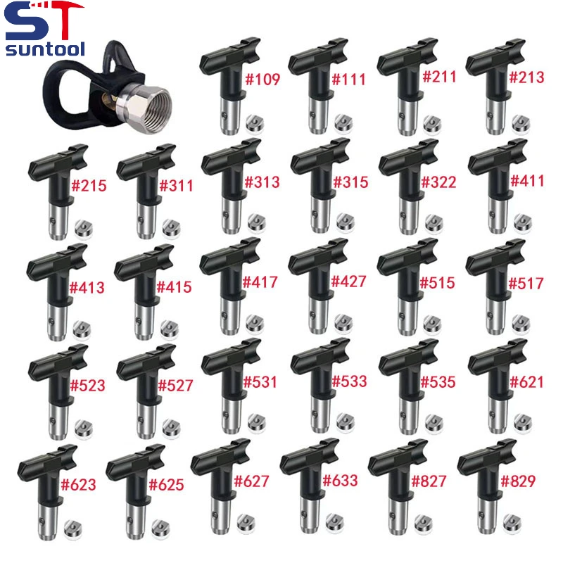 Suntool Black  Airless Spray Nozzles Spray Tips Reversible Tip For Airless Paint Spray Sprayer 427/ 527/413/623/627/827/829/625