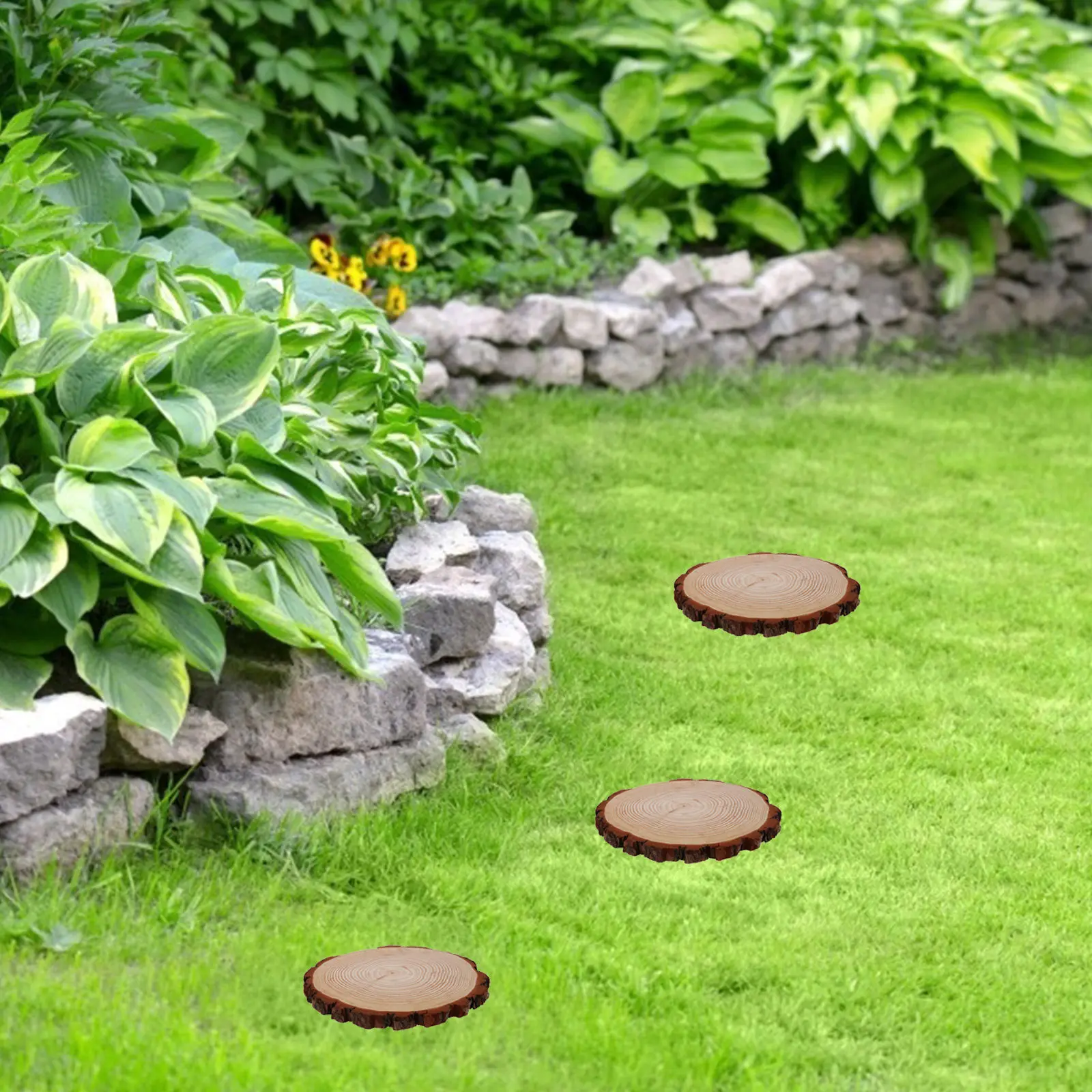 

Decorative Garden Stepping Stones Outdoor Wooden Round Wood Slice Paver for Lawn Patio Walkway DIY Pathmaker Cement Garden