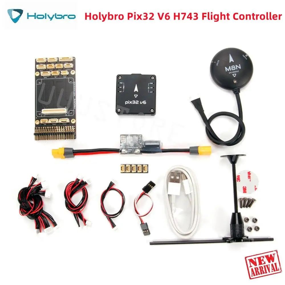 Holybro Pix32 V6 H743 STM32H743 Flight Controller with BaseBoard / Mini Baseboard Power Module M8N GPS for Model Airplanes Drone