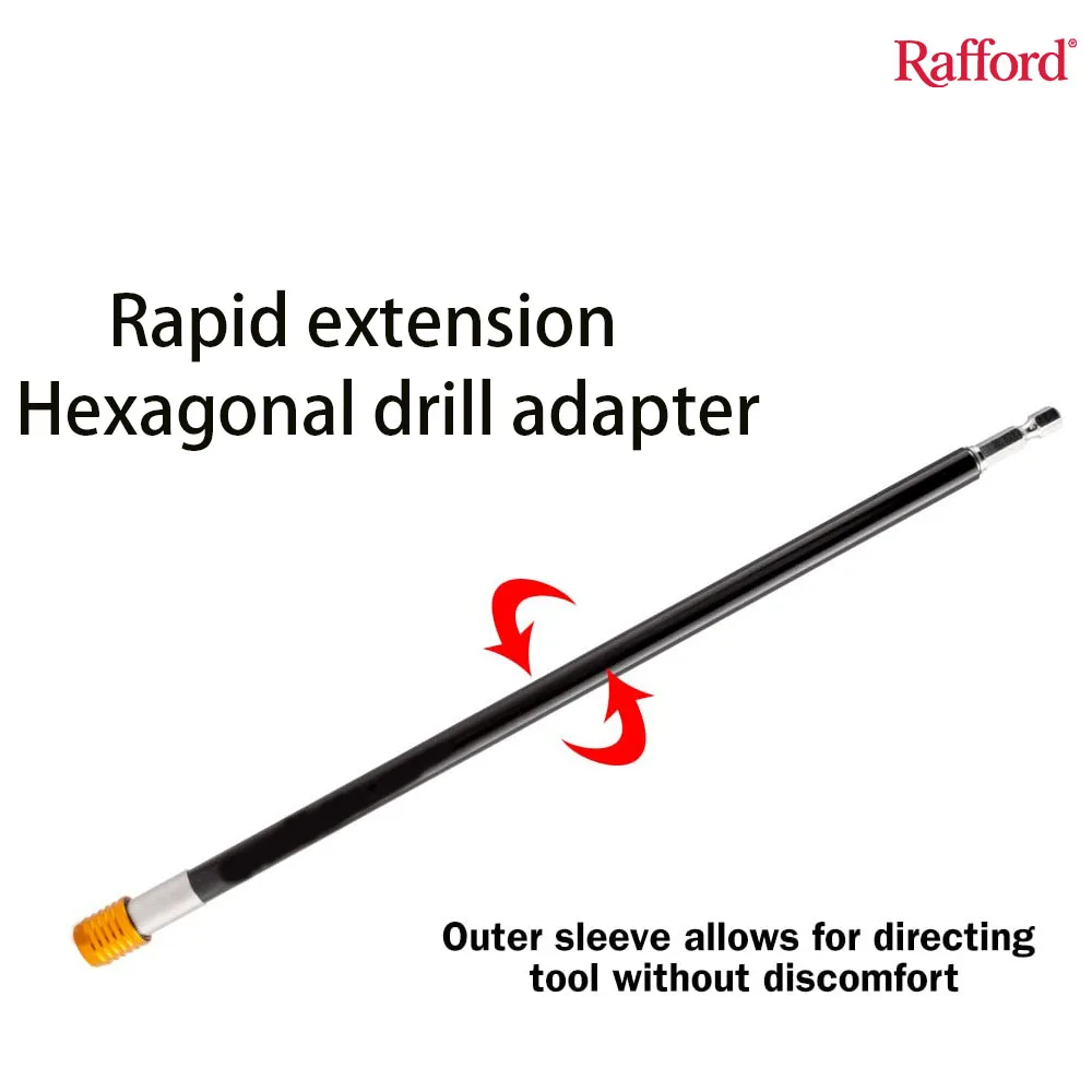 Rafford 1 Pcs Quick Extension Drill Adapter Rod ( 11.81inch) - Stable Middle Sleeve Grip, Suitable for Hexagonal Drill Bits
