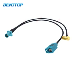 New Fakra Z Male Plug to 1 x Fakra Z Female Jack &1 x SMA Male 90 Degree RG174 Y Type Splitter Combined Cable 50cm Pigtail Cable