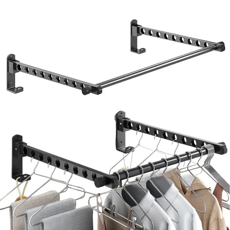 Wall-Mounted Clothes Hanger New Closet Clothes Drying Hanger Couple Stainless steel Folding Retractable Hook for Home Laundry