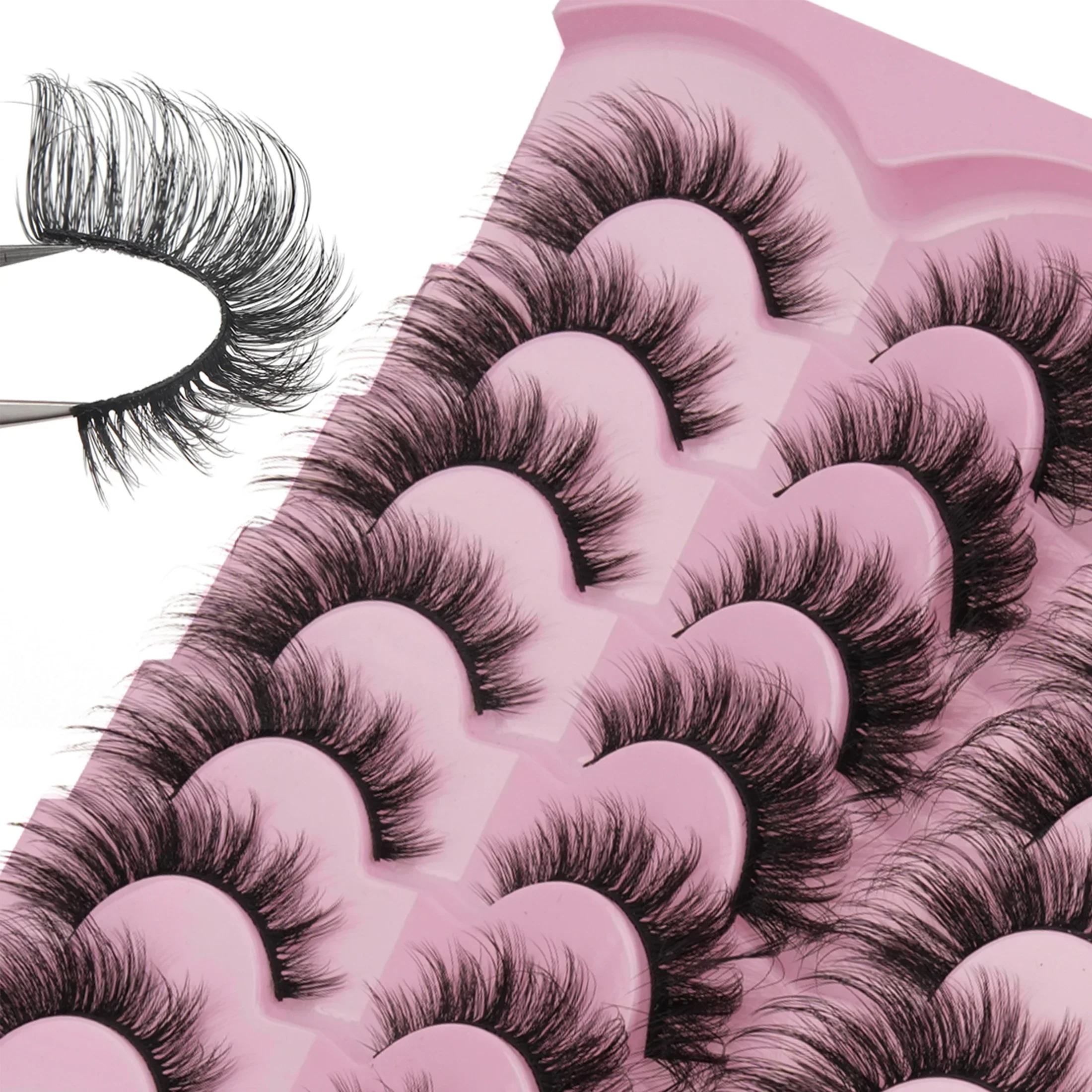 14 Pairs 5D Faux Mink Eyelashes Fluffy Dramatic Volume Wispy Cat Eye Full Strip Reusable False Eyelashes for Makeup