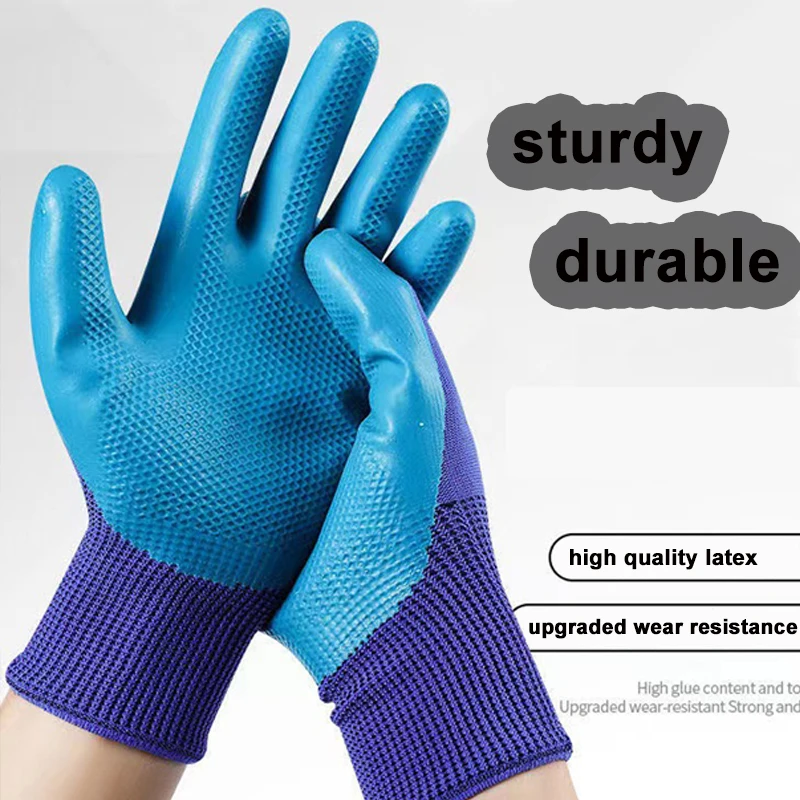 1/12Pair Latex Embossed Gloves, Wear-resistant Anti-slip Work Gloves, Waterproof Thickened Gloves