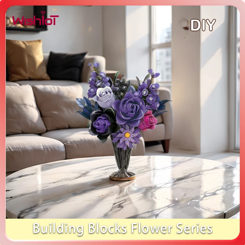 

Имитация букета, строительные блоки, украшения, MOC, сборочные кирпичи, День святого Валентина, сохранившиеся цветочные девушки, праздничные подарки, без вазы