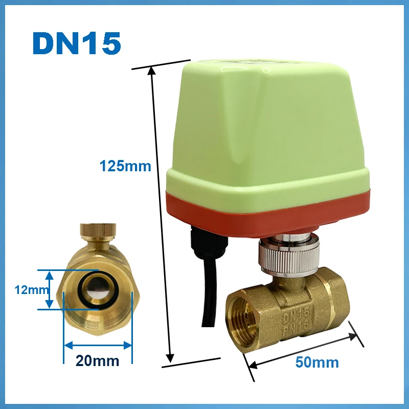 1/2'' 3/4'' 1'' 1-1/4'' 2 Way Brass Electric Ball Valve 220V 24V 12V IP65 Waterproof Motorized Ball Valve Big Torque Metal Motor