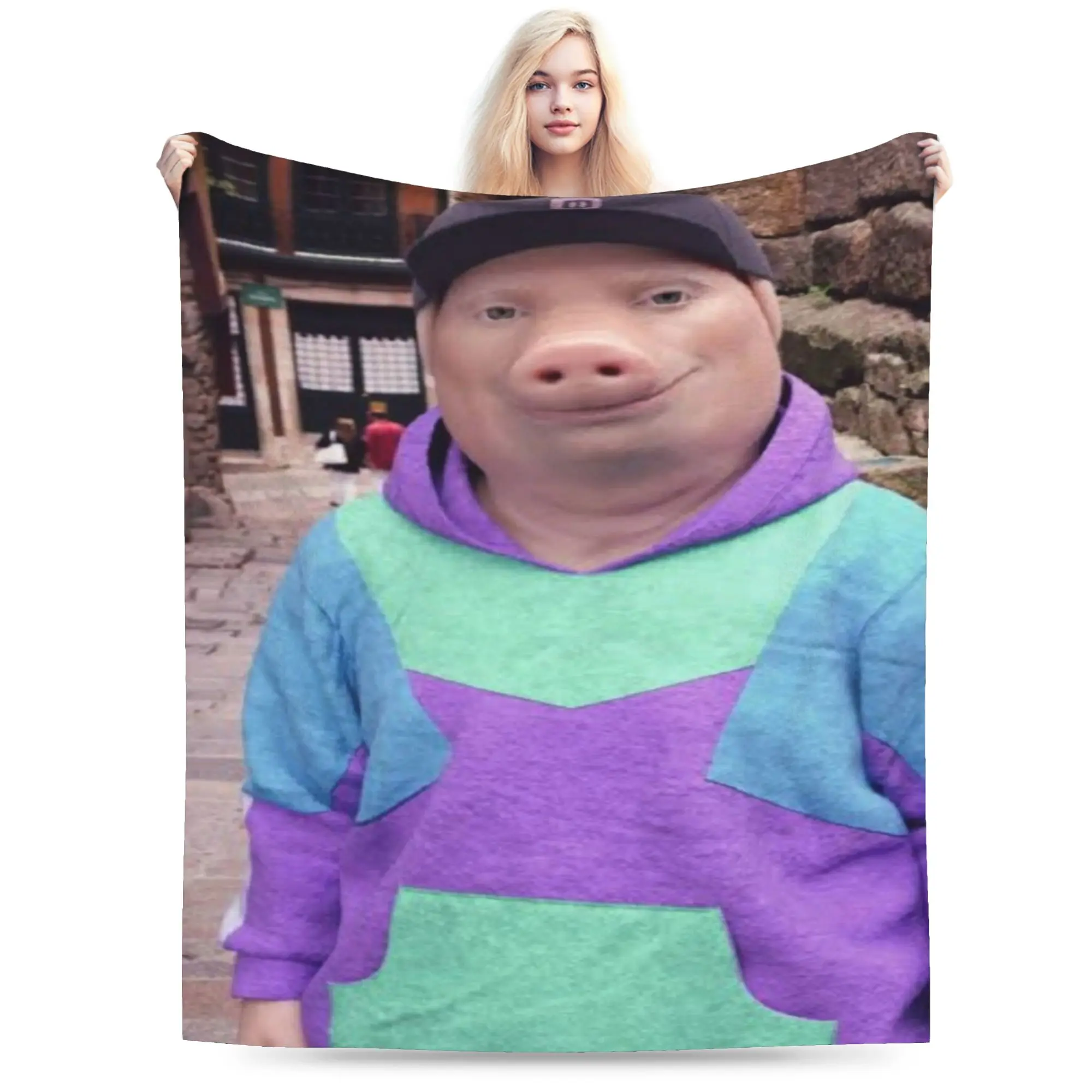 Comfort John Pork is calling Blanket Accessories Sofa Decorative  Throws And Blankets Super Warm Coral Fleece Plush for Car