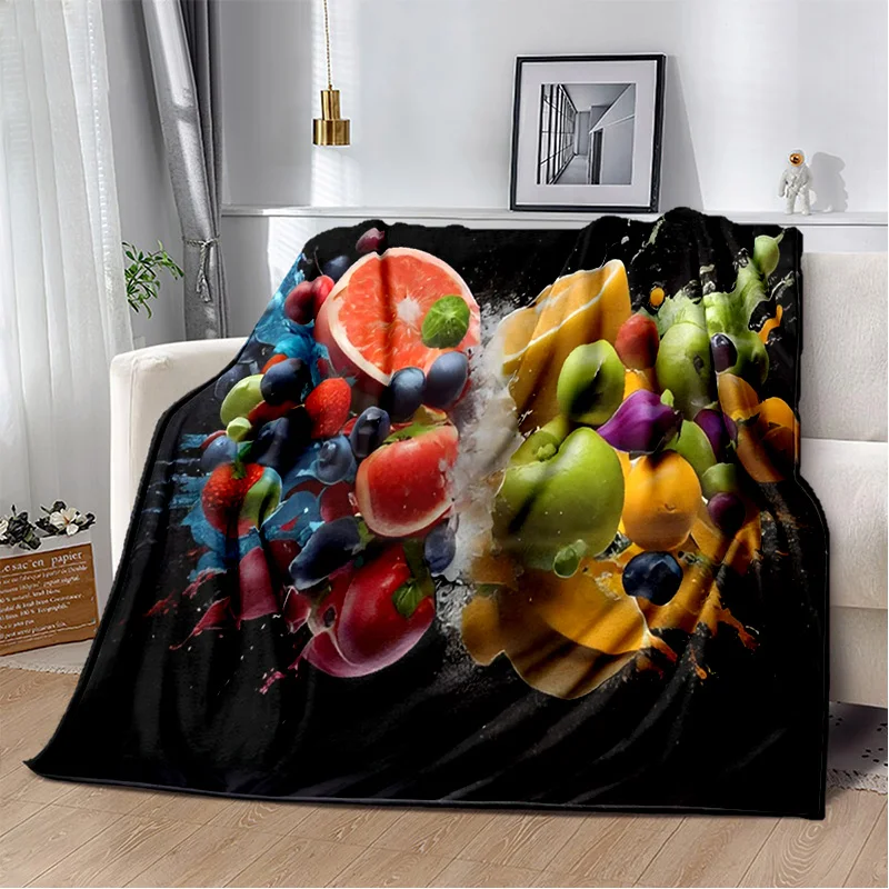 3D Printing Cute Fruit Cartoon Blanket,Soft Throw Blanket for Home Bedroom Bed Sofa Picnic Travel Office Rest Cover Blanket Kids