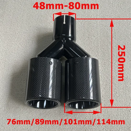 Imagen 2 del producto 1 Uds modificación de coche Universal doble negro brillante automóvil Remus Logo tubo de escape silenciador tubo punta de escape de fibra de carbono