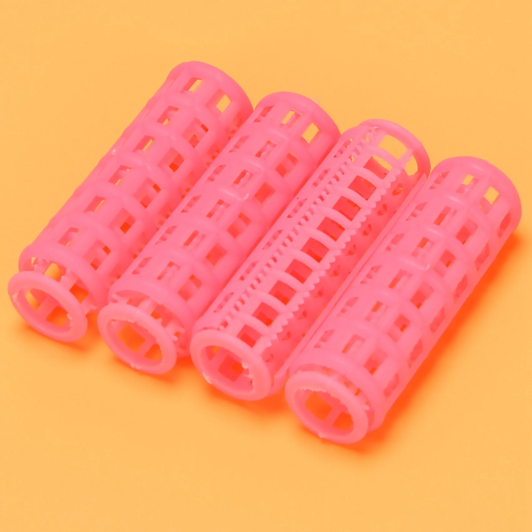 

A06K 12 Pcs Pink Plastic DIY Hair Styling Roller Curlers Clips