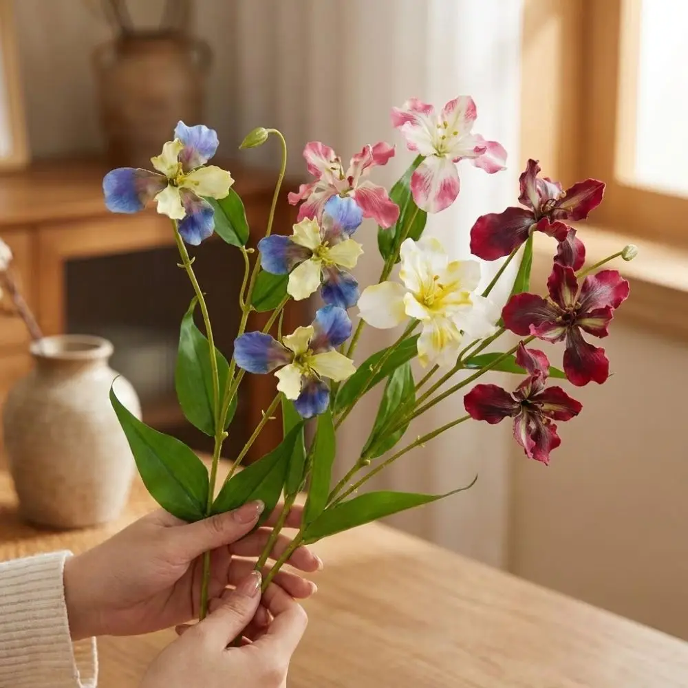 Long Branch Artificial Iris Flower Branch Real Touch Realistic Luxury Fake Iris Stem Handmade Wither Resistant